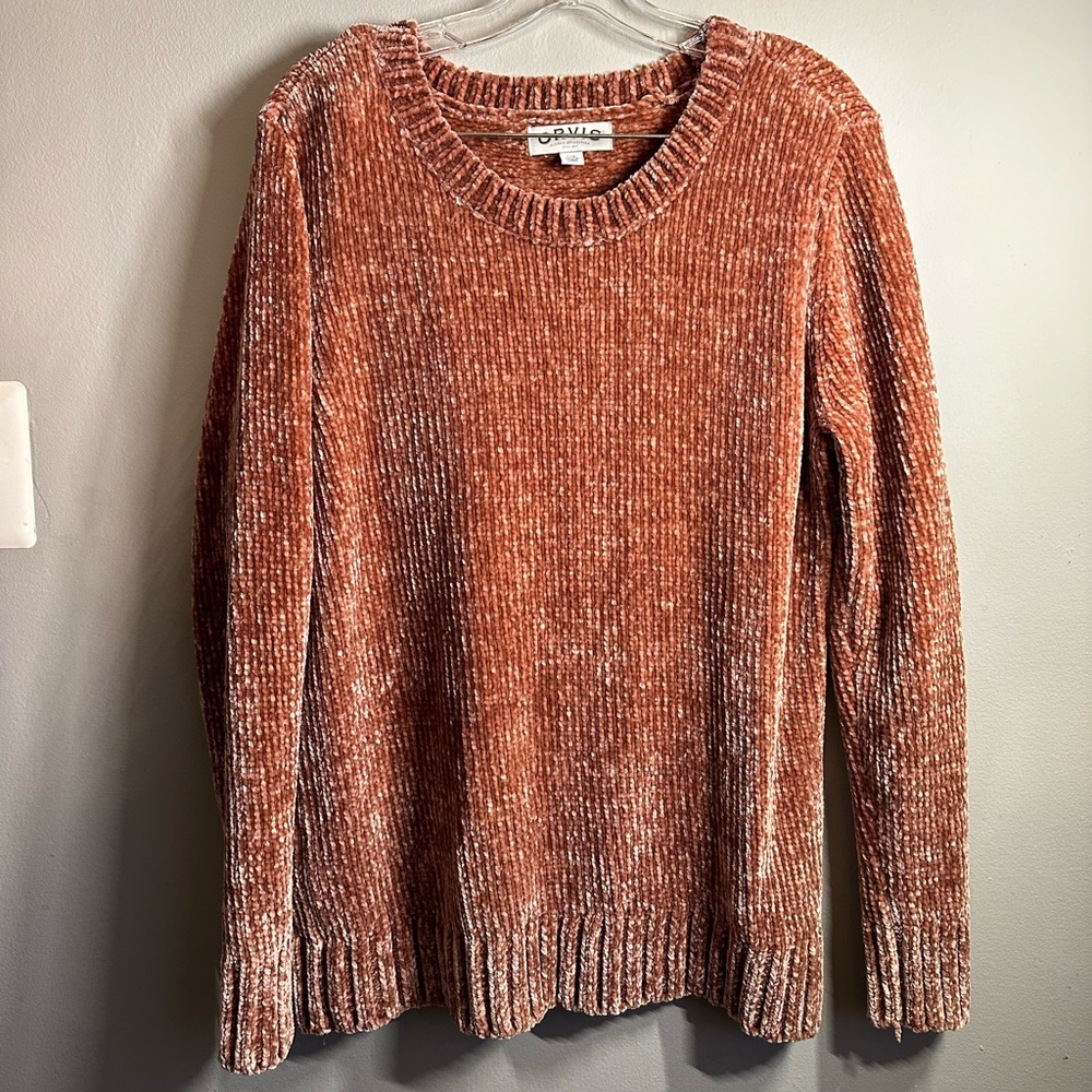 ORVIS Misty Rose Pink Chenille Round Neck Sweater. Size L